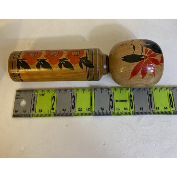 Vtg 70s Japanese Folk Art Kokeshi Wooden Handmade Painted Doll Signed NEW READ - Picture 8 of 16